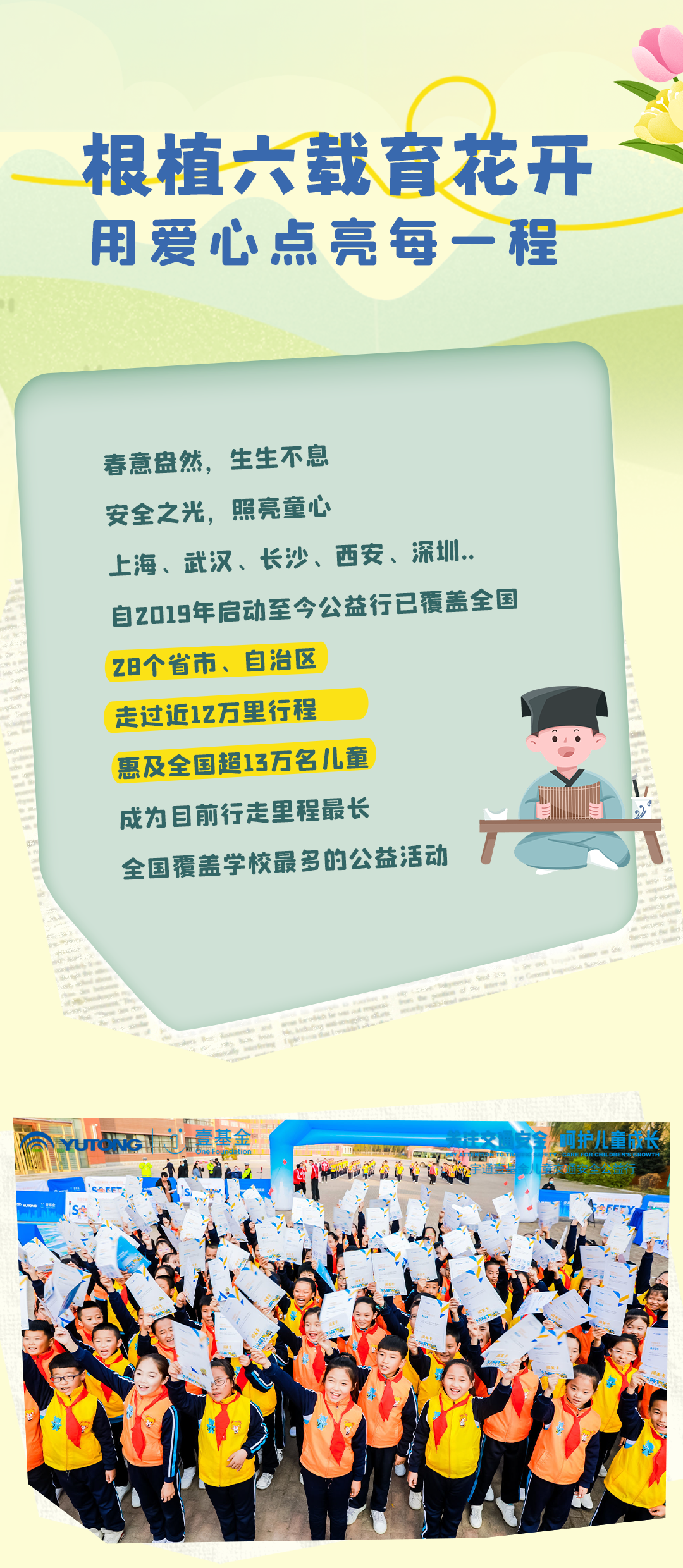 6年，12萬(wàn)里，13萬(wàn)兒童，宇通&amp;amp;amp;amp;壹基金兒童交通安全公益行再出發(fā)